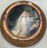 Oil On Canvas Of Ladies In Oval Frame
