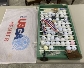 Golf Ball Cabinet Ball Collection and Golf Towel