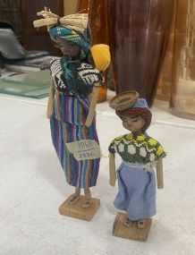2 Handmade Ethnic Native Art Dolls