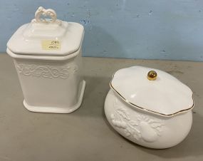 Porcelain Cookie Jar and Covered Jar By Teleflora