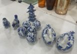 Blue and White Hand Painted Oriental Porcelain Decor