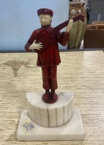 Marble Base Figurine of Man Playing Guitar