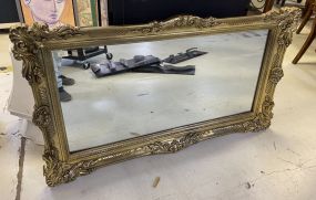 Large Gold Gilt Plastic Framed Wall Mirror