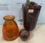 Three Decorative Glass Vases