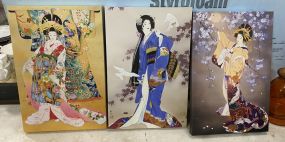 Three Prints on Canvas of Eastern Princesses