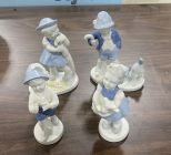 Set of Western Germany Bavaria Hand Painted Porcelain Figurines