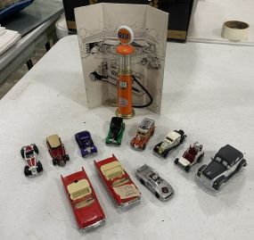Grouping of Collector Model Cars and Gulf Collector Model Gas Pump