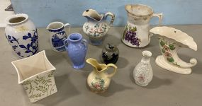 Grouping of Ceramic and Porcelain Pitchers and Planters