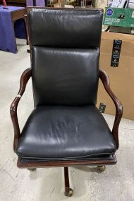 Black Vinyl Wood Office Chair