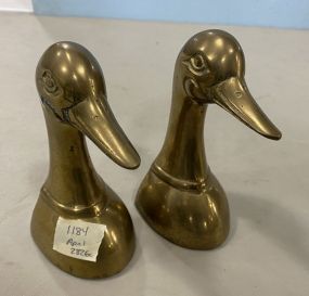 Pair of Brass Swan Head Bookends