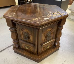 Worn 1970's Octagon Lamp Table