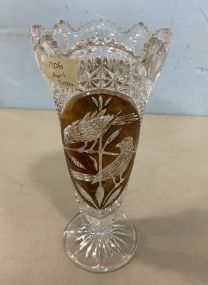 Pressed Glass Bird Flower Vase