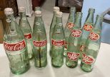 Group of Vintage Coke and Dr Pepper Glass Bottles