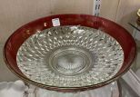 Indiana Glass Diamond Pattern Ruby Flash Salad Bowl