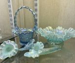 Fenton Style Baskets, Bowl, and Epergne Pieces