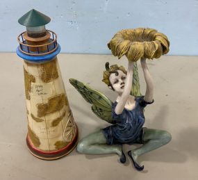 Resin Lady Figurine, and Resin Light House