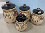 Four Hand Painted Canisters