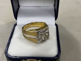 18 Karat Heavy Gold Electroplate Moissanite Ring