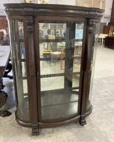 19th Century Oak Curved Glass China Cabinet