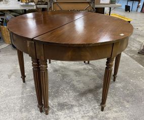 Burl Mahogany Demilune Dining Table