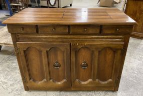 Oak Finish Sewing Cabinet