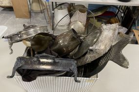 Box lot of Silver Plate Serving Pieces
