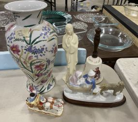 Porcelain Vase, Mother, Bell, Snow Sleigh Figurine