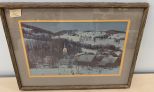 Snowy Town Print Framed