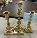 Three Brass Candle Holders