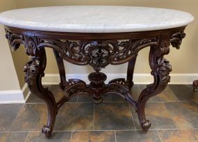 J & JW Meeks Marble Top Rosewood Parlor Table