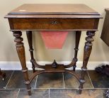 English Burl Walnut Ladies Sewing or Work Table