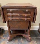 American Empire Mahogany Drop Leaf Sewing Table