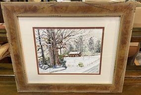 Martha Andre Watercolor of Snowy Day