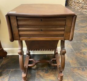 Antique Mahogany Drop Leaf Sewing Table