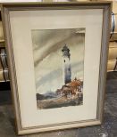 Doris White 1957 Watercolor of Light House