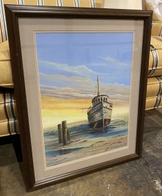 Marilyn Wood 1990 Painting of Fishing Boat