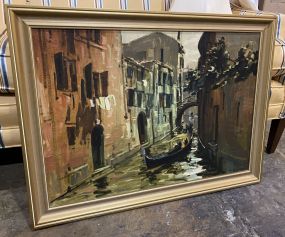 Vintage Painting of Venice Boat
