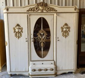 Antique Large Italian Rococo style Three Door Armoire