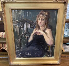 Signed Portrait Painting of Woman