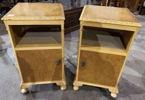 Pair of Birds Eye Maple Commodes