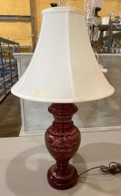 Bohemian Style Ruby Cut to Clear Vase Lamp