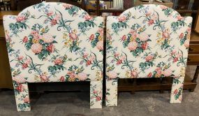 Pair of Floral Upholstered Twin Bed Headboards