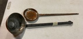 Primitive Copper Skimming Spoon and Ladle