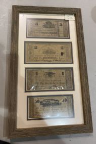 1800's Bank Notes of Parish Point Coupee Framed