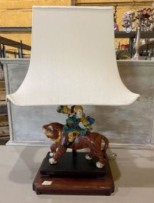 Chinese Roof Tile Figurine with Lamp Stand,