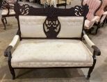 Antique Victorian Style Carved Parlor Settee