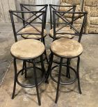 Four Modern Metal Bar Stools