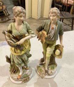 Two Bisque Porcelain Figural Statues