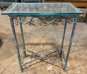Metal Glass Top Console Table