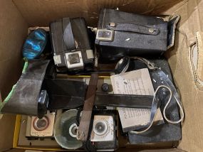 Box Lot of Old Camera and View Finder